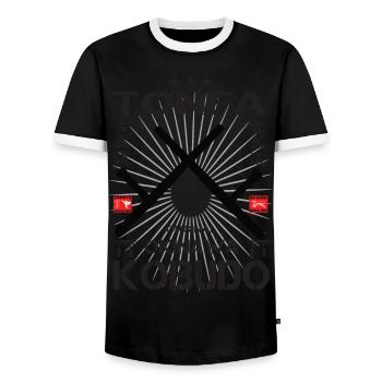 Tonfa Okinawa Kobudo Design - Männer Kontrast-T-Shirt - Schwarz/Weiß - Vorne - AI Model Female 172 light (172cm) & AI Model Male 178 light (178cm)