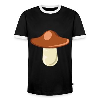 Chestnut Röhling, chestnuts and mushrooms design - Men's Ringer Shirt - black/white - Front - AI Model Female 172 light (172cm) & AI Model Male 178 light (178cm)