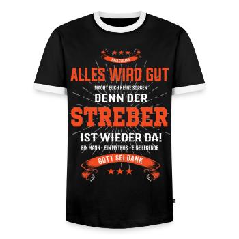 Alles wird gut, denn der Streber ist wieder da - Männer Kontrast-T-Shirt - Schwarz/Weiß - Vorne - AI Model Female 172 light (172cm) & AI Model Male 178 light (178cm)