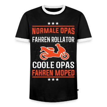Coole Opas fahrer Moped Design - Männer Kontrast-T-Shirt - Schwarz/Weiß - Vorne - AI Model Female 172 light (172cm) & AI Model Male 178 light (178cm)