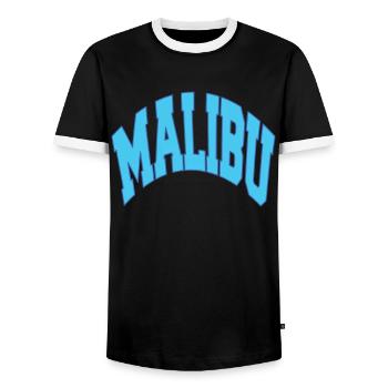 Blue MALIBU California Sport T-Shirt - Men's Ringer Shirt - black/white - Front - AI Model Female 172 light (172cm) & AI Model Male 178 light (178cm)