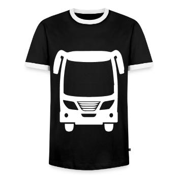 Reisebus, Omnibus Design für den Busfahrer - Männer Kontrast-T-Shirt - Schwarz/Weiß - Vorne - AI Model Female 172 light (172cm) & AI Model Male 178 light (178cm)