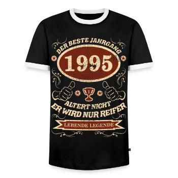 1995 Le meilleur design vintage - T-shirt contrasté Homme - noir/blanc - Devant - AI Model Female 172 light (172cm) & AI Model Male 178 light (178cm)