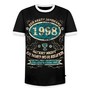 1998 Le meilleur design vintage - T-shirt contrasté Homme - noir/blanc - Devant - AI Model Female 172 light (172cm) & AI Model Male 178 light (178cm)