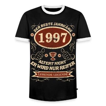 1997 Le meilleur design vintage - T-shirt contrasté Homme - noir/blanc - Devant - AI Model Female 172 light (172cm) & AI Model Male 178 light (178cm)