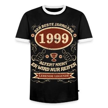 1999 Le meilleur design vintage - T-shirt contrasté Homme - noir/blanc - Devant - AI Model Female 172 light (172cm) & AI Model Male 178 light (178cm)