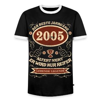 2005 der bester Jahrgang Design - Männer Kontrast-T-Shirt - Schwarz/Weiß - Vorne - AI Model Female 172 light (172cm) & AI Model Male 178 light (178cm)