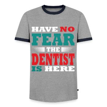 N’ayez pas peur le dentiste est ici Tenue - T-shirt contrasté Homme - gris/marine  - Devant - AI Model Female 172 light (172cm) & AI Model Male 178 light (178cm)
