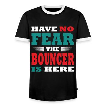 N’ayez pas peur que le videur soit ici Tenue - T-shirt contrasté Homme - noir/blanc - Devant - AI Model Female 172 light (172cm) & AI Model Male 178 light (178cm)
