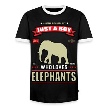Just a Boy who loves Elephant Outfit - Men's Ringer Shirt - black/white - Front - AI Model Female 172 light (172cm) & AI Model Male 178 light (178cm)
