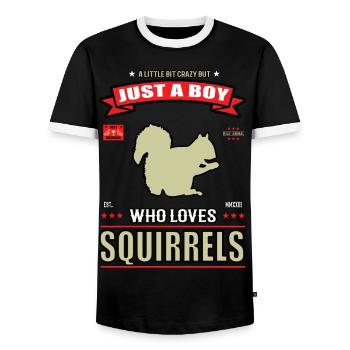 Just a Boy who loves Squirrel Outfit - Men's Ringer Shirt - black/white - Front - AI Model Female 172 light (172cm) & AI Model Male 178 light (178cm)