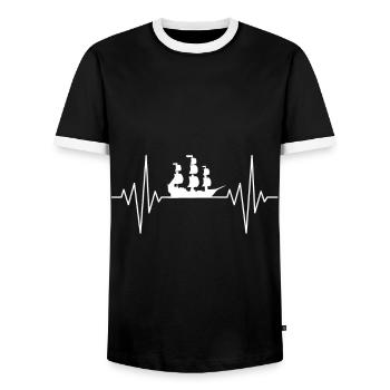 my heart sleeps for sailing ships design - Men's Ringer Shirt - black/white - Front - AI Model Female 172 light (172cm) & AI Model Male 178 light (178cm)