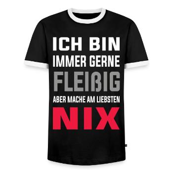 Ich bin gerne Fleißig aber mache am liebsten Nix - Männer Kontrast-T-Shirt - Schwarz/Weiß - Vorne - AI Model Female 172 light (172cm) & AI Model Male 178 light (178cm)