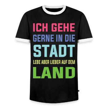 Ich lebe gerne lieber auf dem Land - Landleben - Männer Kontrast-T-Shirt - Schwarz/Weiß - Vorne - AI Model Female 172 light (172cm) & AI Model Male 178 light (178cm)