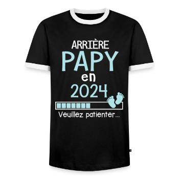 Arrière Papy en 2024 cadeau futur Grand-père - T-shirt contrasté Homme - noir/blanc - Devant - AI Model Female 172 light (172cm) & AI Model Male 178 light (178cm)