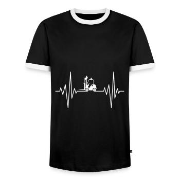 Mon cœur dort pour la conception de chariots élévateurs - T-shirt contrasté Homme - noir/blanc - Devant - AI Model Female 172 light (172cm) & AI Model Male 178 light (178cm)