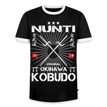 Nunti Kobudo Okinawa Design - Männer Kontrast-T-Shirt - Schwarz/Weiß - Vorne - AI Model Female 172 light (172cm) & AI Model Male 178 light (178cm)