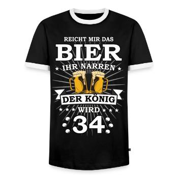 Reicht mir das Bier ihr Narren der König wird 34 - Männer Kontrast-T-Shirt - Schwarz/Weiß - Vorne - AI Model Female 172 light (172cm) & AI Model Male 178 light (178cm)