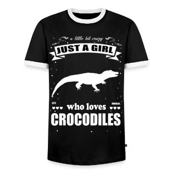 Just a Girl who loves Crocodiles - Crocodile Design - Men's Ringer Shirt - black/white - Front - AI Model Female 172 light (172cm) & AI Model Male 178 light (178cm)