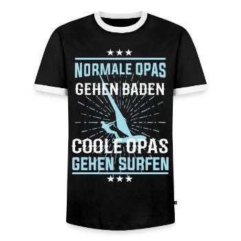 Coole Opas gehen Windsurfen - Männer Kontrast-T-Shirt - Schwarz/Weiß - Vorne - AI Model Female 172 light (172cm) & AI Model Male 178 light (178cm)