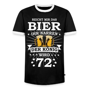 Reicht mir das Bier ihr Narren der König wird 72 - Männer Kontrast-T-Shirt - Schwarz/Weiß - Vorne - AI Model Female 172 light (172cm) & AI Model Male 178 light (178cm)