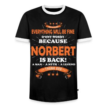 Everything will be fine Charlie Is back - Men's Ringer Shirt - black/white - Front - AI Model Female 172 light (172cm) & AI Model Male 178 light (178cm)