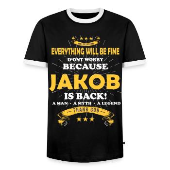 Tout ira bien Jakob est de retour - T-shirt contrasté Homme - noir/blanc - Devant - AI Model Female 172 light (172cm) & AI Model Male 178 light (178cm)