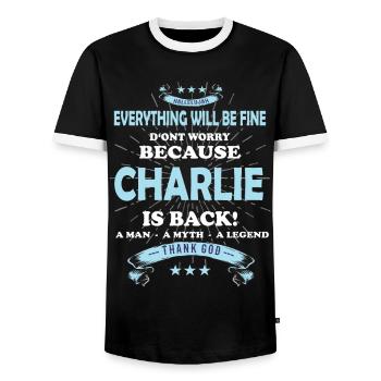 Everything will be fine Charlie Is back - Men's Ringer Shirt - black/white - Front - AI Model Female 172 light (172cm) & AI Model Male 178 light (178cm)