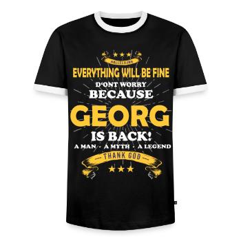 Everything will be fine Georg Is back - Men's Ringer Shirt - black/white - Front - AI Model Female 172 light (172cm) & AI Model Male 178 light (178cm)