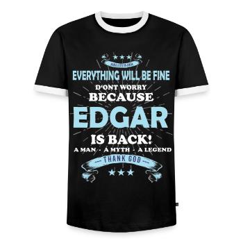 Tout ira bien Edgar est de retour - T-shirt contrasté Homme - noir/blanc - Devant - AI Model Female 172 light (172cm) & AI Model Male 178 light (178cm)