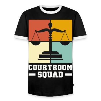 Anwalt Geschenke für Anwälte | Jurist Jura Student - Männer Kontrast-T-Shirt - Schwarz/Weiß - Vorne - AI Model Female 172 light (172cm) & AI Model Male 178 light (178cm)