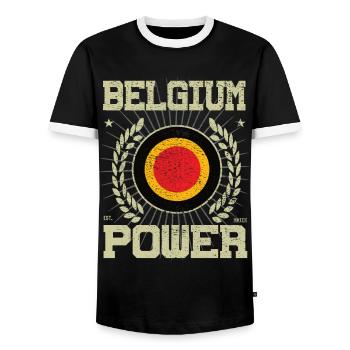 Design Cool Belgique - T-shirt contrasté Homme - noir/blanc - Devant - AI Model Female 172 light (172cm) & AI Model Male 178 light (178cm)