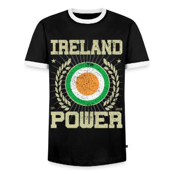 Cool Ireland Design - Men's Ringer Shirt - black/white - Front - AI Model Female 172 light (172cm) & AI Model Male 178 light (178cm)