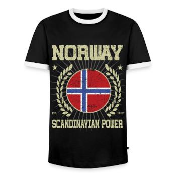 Design Cool Norvège - T-shirt contrasté Homme - noir/blanc - Devant - AI Model Female 172 light (172cm) & AI Model Male 178 light (178cm)