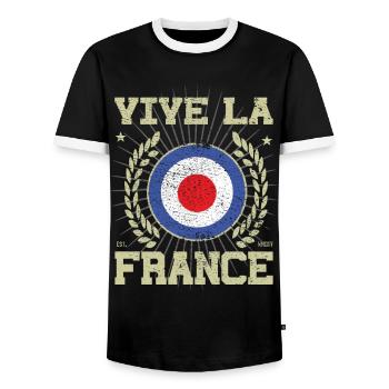 Cool France Design - T-shirt contrasté Homme - noir/blanc - Devant - AI Model Female 172 light (172cm) & AI Model Male 178 light (178cm)