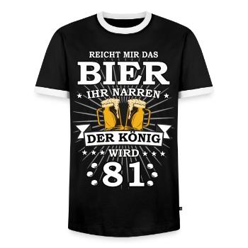 Reicht mir das Bier ihr Narren der König wird 81 - Männer Kontrast-T-Shirt - Schwarz/Weiß - Vorne - AI Model Female 172 light (172cm) & AI Model Male 178 light (178cm)