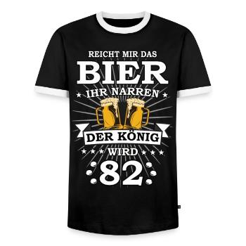 Reicht mir das Bier ihr Narren der König wird 82 - Männer Kontrast-T-Shirt - Schwarz/Weiß - Vorne - AI Model Female 172 light (172cm) & AI Model Male 178 light (178cm)