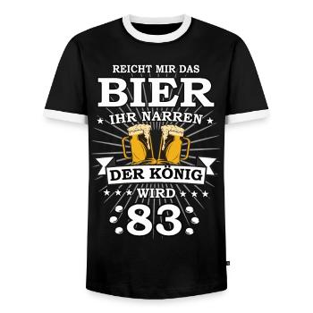Reicht mir das Bier ihr Narren der König wird 83 - Männer Kontrast-T-Shirt - Schwarz/Weiß - Vorne - AI Model Female 172 light (172cm) & AI Model Male 178 light (178cm)