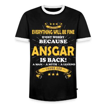 Everything will be fine Ansgar Is back - Männer Kontrast-T-Shirt - Schwarz/Weiß - Vorne - AI Model Female 172 light (172cm) & AI Model Male 178 light (178cm)