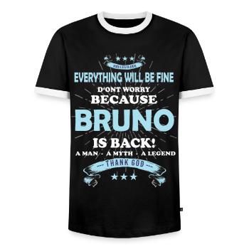 Everything will be fine Bruno Is back - Männer Kontrast-T-Shirt - Schwarz/Weiß - Vorne - AI Model Female 172 light (172cm) & AI Model Male 178 light (178cm)