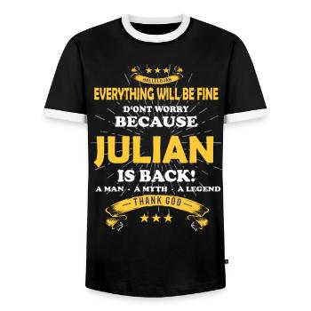 Everything will be fine Julian Is back - Männer Kontrast-T-Shirt - Schwarz/Weiß - Vorne - AI Model Female 172 light (172cm) & AI Model Male 178 light (178cm)
