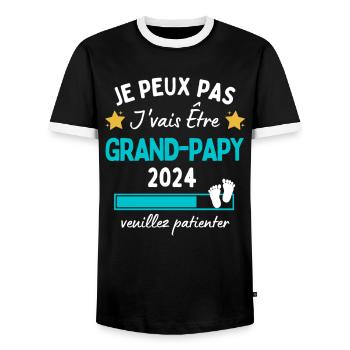 Je peux pas j'vais être Grand-Papy 2024 Futur Papi - T-shirt contrasté Homme - noir/blanc - Devant - AI Model Female 172 light (172cm) & AI Model Male 178 light (178cm)