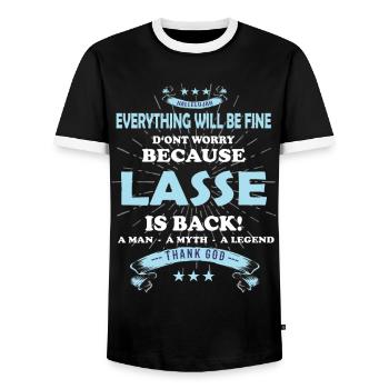 Everything will be fine Lasse Is back - Men's Ringer Shirt - black/white - Front - AI Model Female 172 light (172cm) & AI Model Male 178 light (178cm)