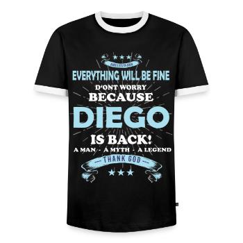 Everything will be fine Diego Is back - Men's Ringer Shirt - black/white - Front - AI Model Female 172 light (172cm) & AI Model Male 178 light (178cm)