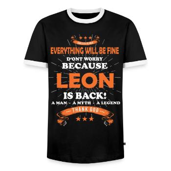 Everything will be fine Leon Is back - Men's Ringer Shirt - black/white - Front - AI Model Female 172 light (172cm) & AI Model Male 178 light (178cm)