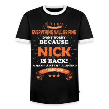 Everything will be fine Nick Is back - Men's Ringer Shirt - black/white - Front - AI Model Female 172 light (172cm) & AI Model Male 178 light (178cm)