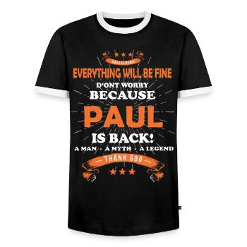 Everything will be fine Paul Is back - Men's Ringer Shirt - black/white - Front - AI Model Female 172 light (172cm) & AI Model Male 178 light (178cm)