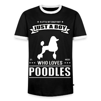 Juste un garçon qui aime la tenue de caniche - T-shirt contrasté Homme - noir/blanc - Devant - AI Model Female 172 light (172cm) & AI Model Male 178 light (178cm)