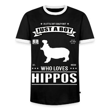 Juste un garçon qui aime la tenue d’hippopotame - T-shirt contrasté Homme - noir/blanc - Devant - AI Model Female 172 light (172cm) & AI Model Male 178 light (178cm)