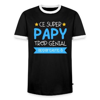 Ce Super Papy Trop Génial Cadeau personnalisé - T-shirt contrasté Homme - noir/blanc - Devant - AI Model Female 172 light (172cm) & AI Model Male 178 light (178cm)